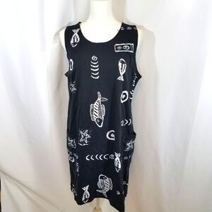 Ingear Black Fish Print Beach Swim Coverup M Nwot